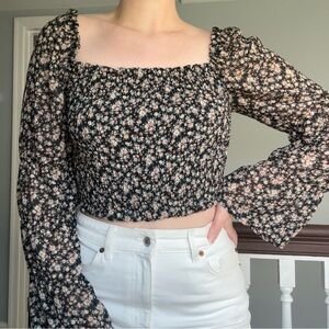 Floral Black Women's Top